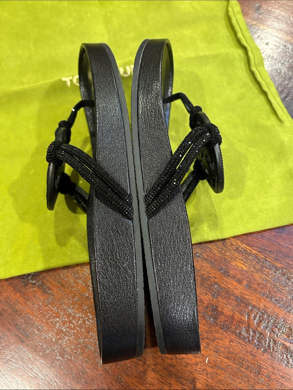 Tory Burch Miller Cloud Knotted Pave Leather Sandal in Perfect Black size 8.5 - Picture 12 of 13
